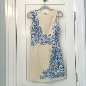 Alice and Olivia blue and white cotton dress